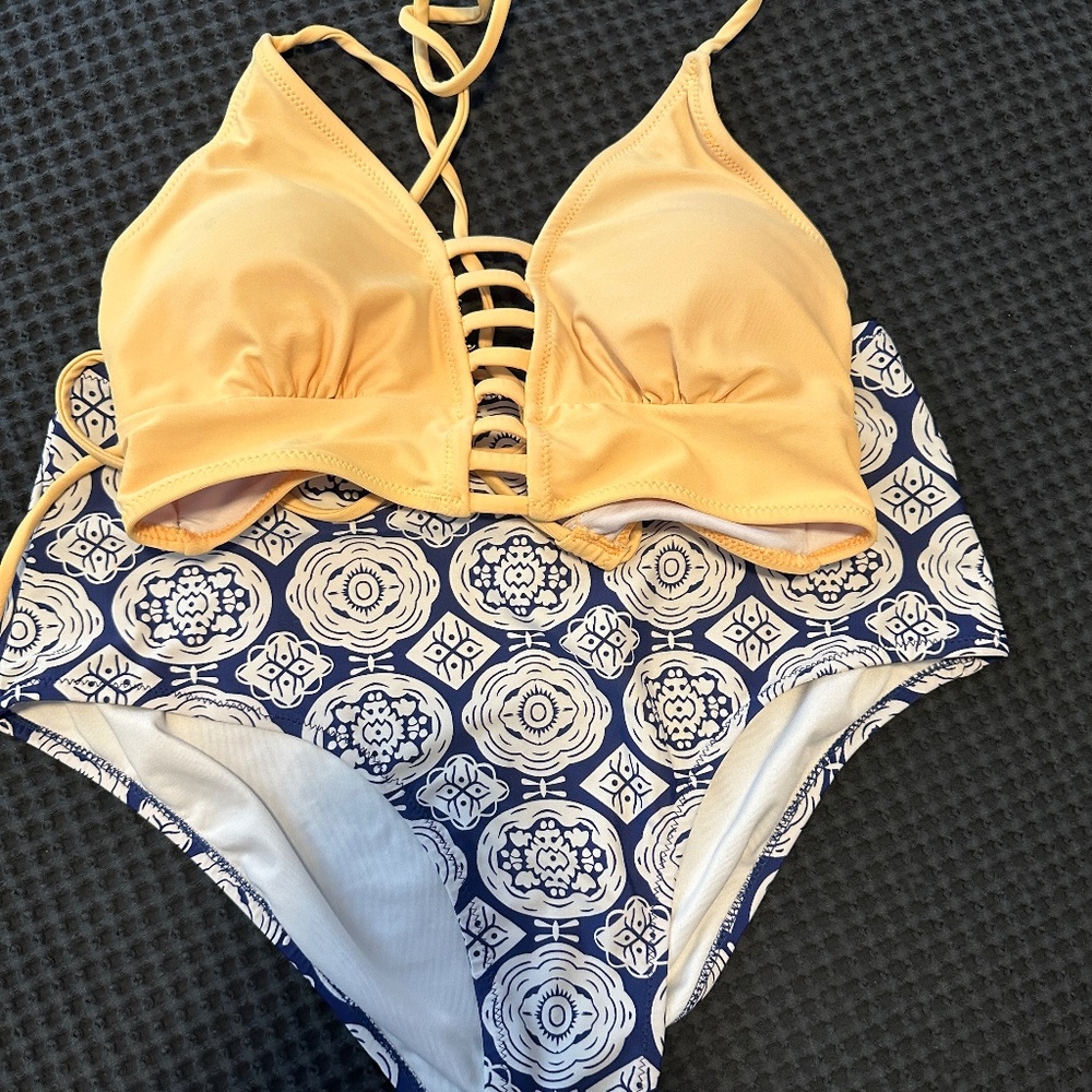 Creamsicle and Navy Bikini Set